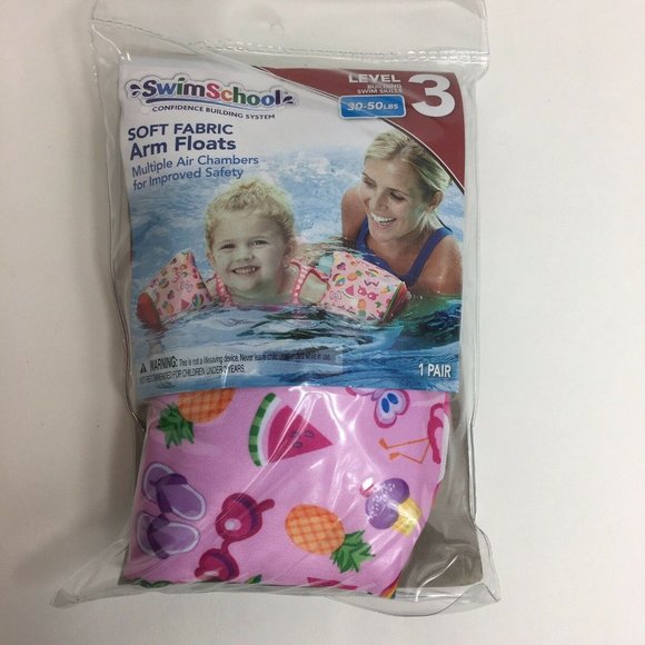 Swim School Perfect Fit Fabric Arm Floats Level 3 Water Wings 30-50 LBS Pink New - Picture 10 of 12